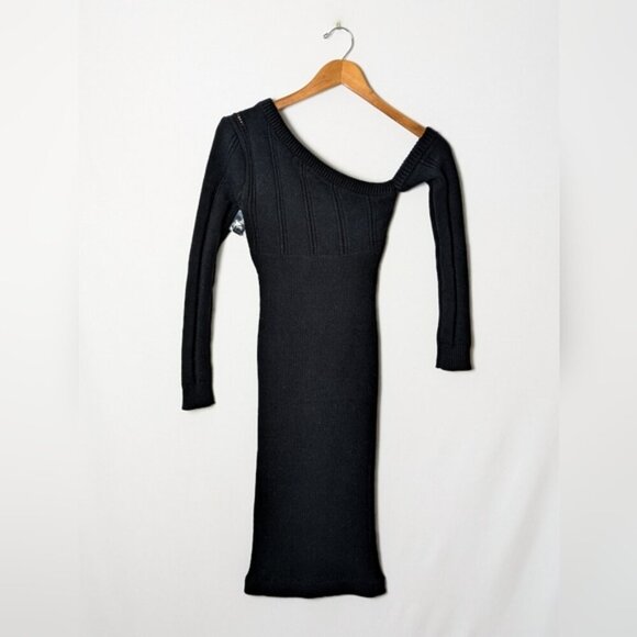 MAJORELLE Landau Dress Off The Shoulder Asymmetric Sweater Black Revolve XS - Picture 4 of 9